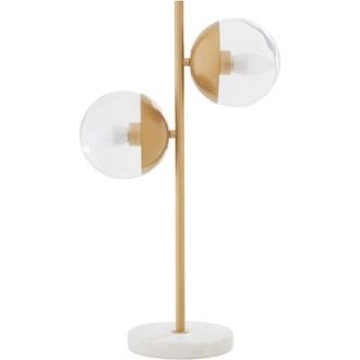 Premier Housewares Interiors by Premier Handcrafted Two Light Gold Finish Table Lamp, Minimalist Design Bedside Lamp, Versatile Lamp On A Table