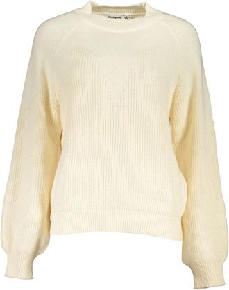 Desigual Sena Chunky Gebreide Trui - Dames - Ronde hals truien - Wit - XL - Wol - Truien & Vesten