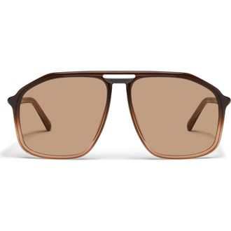Quay Studio Sesh 60mm Gradient Aviator Sunglasses in Sepia Ombre/Tan at Nordstrom