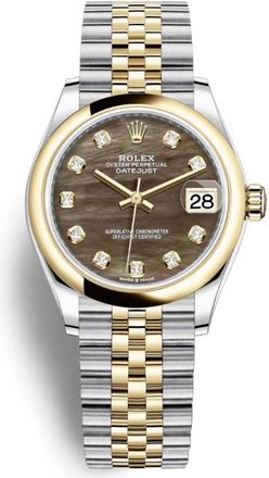 Rolex Datejust 31 Black Mother of Pearl Diamond Dial Ladies Steel and 18kt Yellow Gold Jubilee Watch 278243BKMDJ