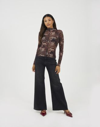 Brave Soul Jeans a fondo ampio neri a vita medio alta-Nero