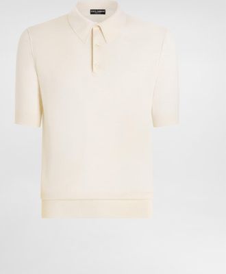 Dolce & Gabbana Cashmere Polo Shirt - Man Sweaters And Cardigans White 44