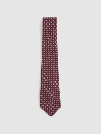 Reiss Bordeaux Silk Floral Print Medallion Tie