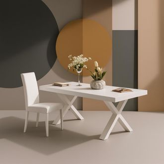 Decorspace Tavolo fomalhaut Con Gambe E Piano Stabile In Mdf, Design Moderno, Per Arredo Interno -bianco Frassino / 180/260 Cm