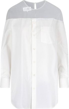 Maison Margiela White Minimalist Sheer Yoke Button-Down Top