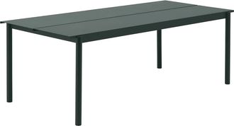 MUUTO Linear Steel Outdoor Gartentisch, 220 x 90 cm, dunkelgr&uuml;n