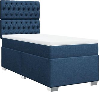 vidaXL Vidaxl - Cama Box Spring Con Colch&oacute;n Tela Azul 80x200 Cm