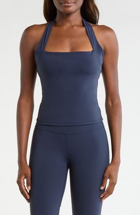 Lord & Taylor Sculpt Halter Top in Navy Blazer at Nordstrom, Size X-Small