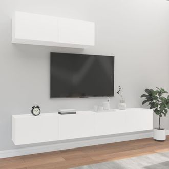 vidaXL Set De Muebles De Tv 3 Piezas Madera Contrachapada Blanco Vidaxl