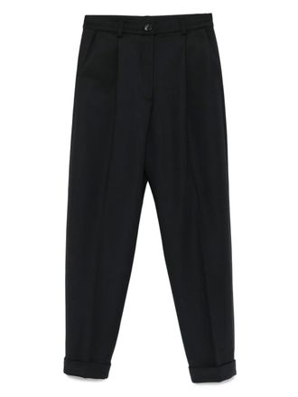 Alpha Studio pleated turn-up cuffs trousers - women - Virgin Wool/Polyester/Elastane - 40 - Black