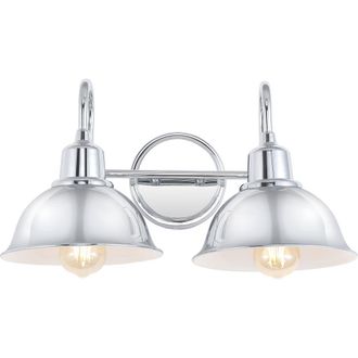 Jonathan Y Designs Frisco 2-Light Farmhouse Industrial Iron LED Vanity in Chrome at Nordstrom
