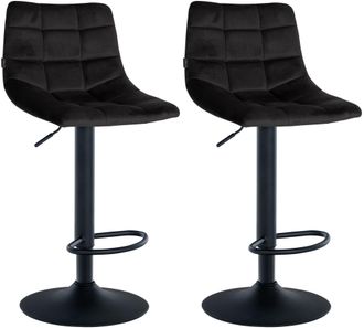 Clp Clp - Juego De 2 Taburetes De Bar Jerry En Terciopelo Negro Negro