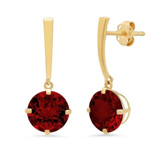 MAX + STONE 14k Yellow Gold Solitaire Round-Cut Gemstone Drop Earrings (8mm)