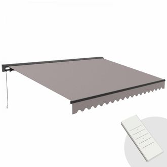 Oviala Toldo el&eacute;ctrica de 4x3m en aluminio topo