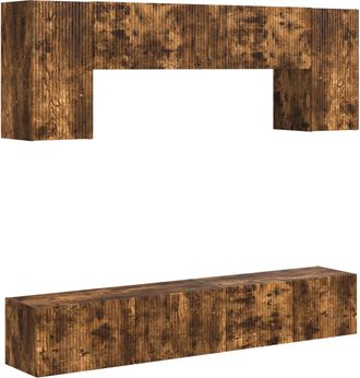 vidaXL Conjunto De Mueble De Tv 4 Uds. Roble Ahumado Vidaxl