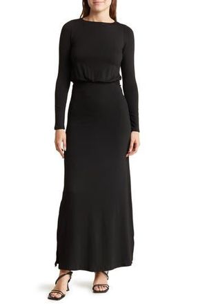 Go Couture Long Sleeve Blouson Maxi Dress in Black at Nordstrom Rack, Size X-Large