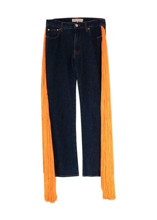 Emilio Pucci Blue Jeans with Orange Fringe Detail Size XXS