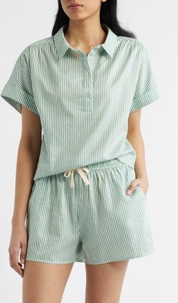 Bernardo Stripe Popover Top in Green/Bright White at Nordstrom, Size X-Small