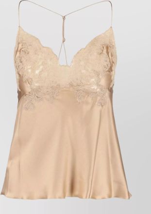 Ermanno Scervino sleeved top with lace and satin