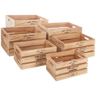 Atmosphera Set di 6 cassette di legno Facto, nero Atmosphera cr&eacute;ateur dint&eacute;rieur