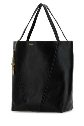 Chlo&eacute; Womens Black Leather Large Spin Shopping Bag Borse A Mano