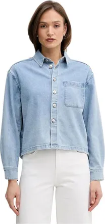 Oui Dames, Blouses & Shirts, Blauw, Maat: 2XL Denim