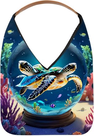 Generic Turtle Crystal Ball Reusable Lightweight Grocery Bags - Foldable Into Compact Pouch, Washable & Sturdy, Multipurpose for Shopping and Travel