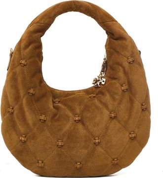 Tory Burch Kleine Bunny Knot su&egrave;de schoudertas - Dames - Tassen - Bruin - Maat: ONE Size Su&egrave;de