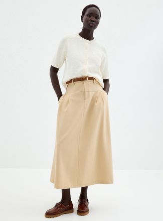 Contemporaine Womens Pleated belted maxi skirt