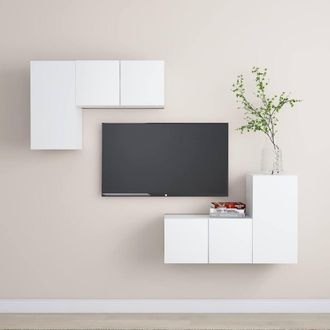 Berkfield Home 4 Piece TV Cabinet Set White Engineered Wood