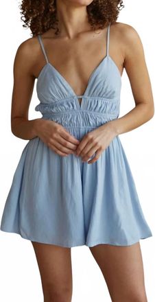 Cotton Candy Cotton Romper With Cross Back Detail In Slate Blue