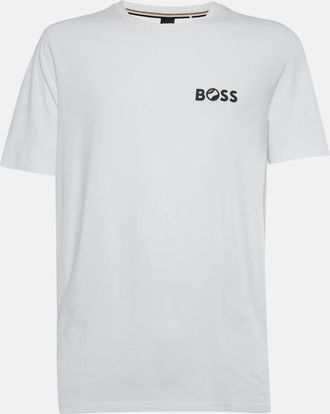 HUGO BOSS Boss By Hugo Boss White Logo Print Cotton Jersey Crewneck T-Shirt