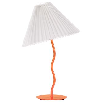 Beliani L&aacute;mpara De Mesa Moderna Minimalista Base De Metal Pantalla Plisada Sint&eacute;tica Naranja Alwero