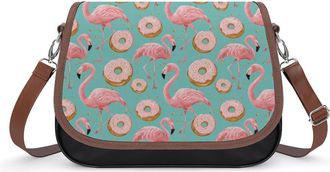 Generic Flamingo And Donuts Fashion Womens Crossbody Bags Novelty Handbag Shoulder Bag Purse