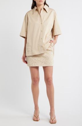 Boss Orange by Hugo Boss Balembroi Button Front Top in Soft Sand at Nordstrom, Size 10