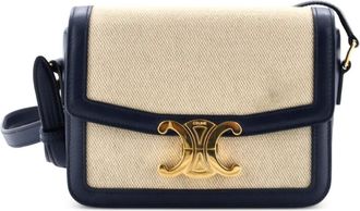 Celine Triomphe Shoulder Bag Canvas with Leather Teen crossbody bag - Blauw