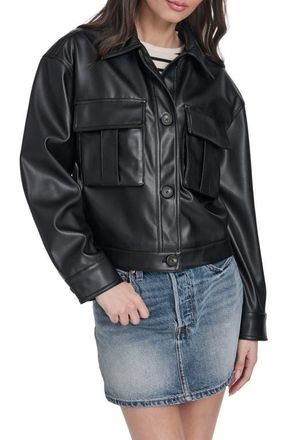 Levi's Faux Leather Shirt Jacket in Black at Nordstrom, Size X-Small