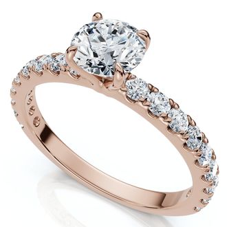 Pompeii3 1Ct Pave Diamond Round Cut Engagement Ring Gold Lab Grown