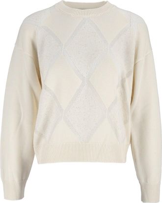 PESERICO Textured Diamond Pattern Knitted Sweater