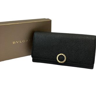Bulgari Black Leather Long Wallet (Bi-Fold) (Pre-Owned)