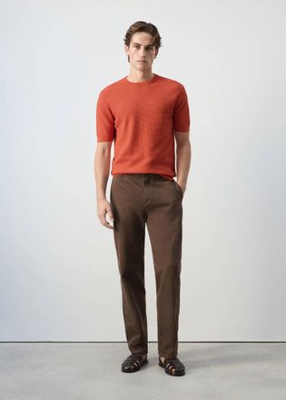 Mango Maglietta 100% cotone maglia struttura rosa geranio - Uomo - XXL - MANGO MAN