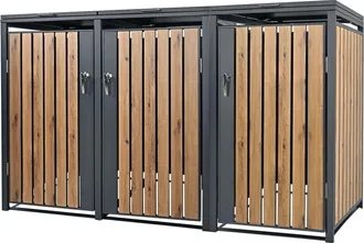 ML Design Ml-design Cobertizo Triple Para Ocultar 3 Cubos De Basura 240l Antracita Aspecto Madera Roble 200 X 80 X 120 Cm Caseta De Acero Para Jard&iacute;n Exterior C