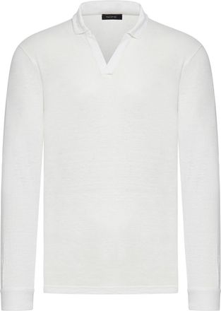 Nome Long-sleeved linen polo shirt without buttons