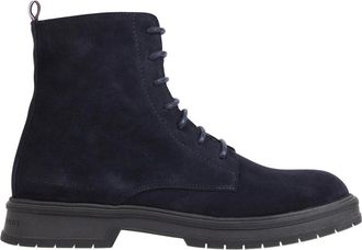 Tommy Hilfiger Heren Blauwe Enkellaarzen - Heren - Veterlaarzen - Blauw - 44 EU - Su&egrave;de - Schoenen