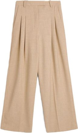By Malene Birger Kaneelbruine Wijde Pijp Broek - Dames - Wijde Broeken - Beige - XL - Polyester - Broeken