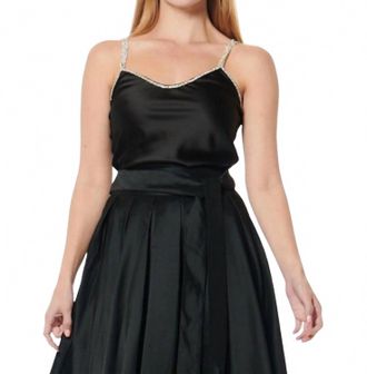 Gracia Rhinestones Sleeveless Top In Black