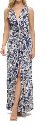 Ariella Twist Front Maxi Dress In Blue