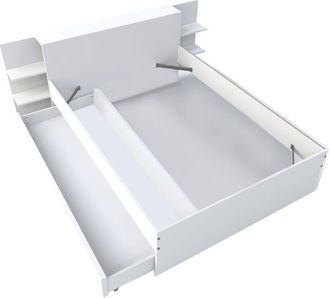 Weber Industries Cama con 1 caj&oacute;n y espacio para guardar cosas, blanca,140x190 cm