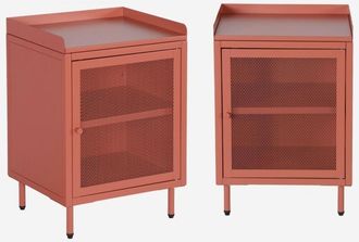 Sweeek Mesita De Noche Industrial De Metal Con 1 Puerta De Rejilla, Set De 2