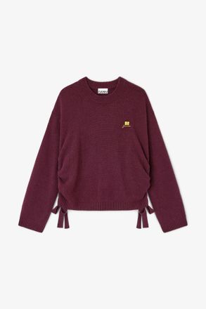 Ganni Burgundy Red Wool Mix Jumper - Size XXS/XS